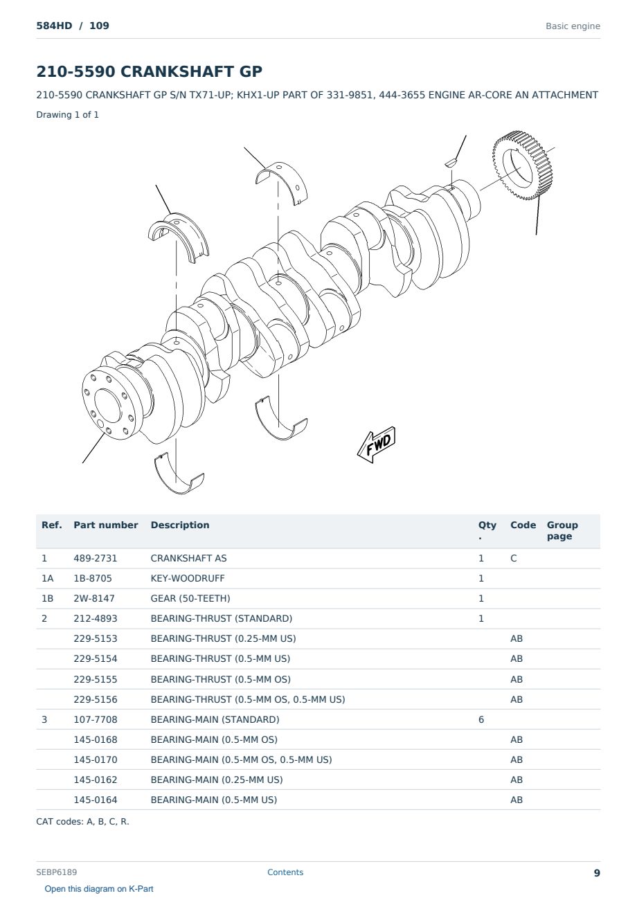 Caterpillar 584HD S/N 109 Partsbook SEBP6189 (English) - sample page 9 of 10 Caterpillar 584HD S/N 109 Partsbook SEBP6189 (English) - sample page 9 of 10