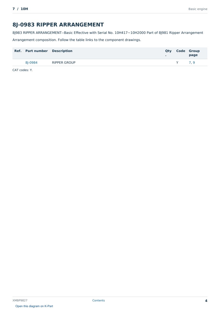 Caterpillar 7 S/N 10H Partsbook XMBP9827 (English) - sample page 4 of 10 Caterpillar 7 S/N 10H Partsbook XMBP9827 (English) - sample page 4 of 10