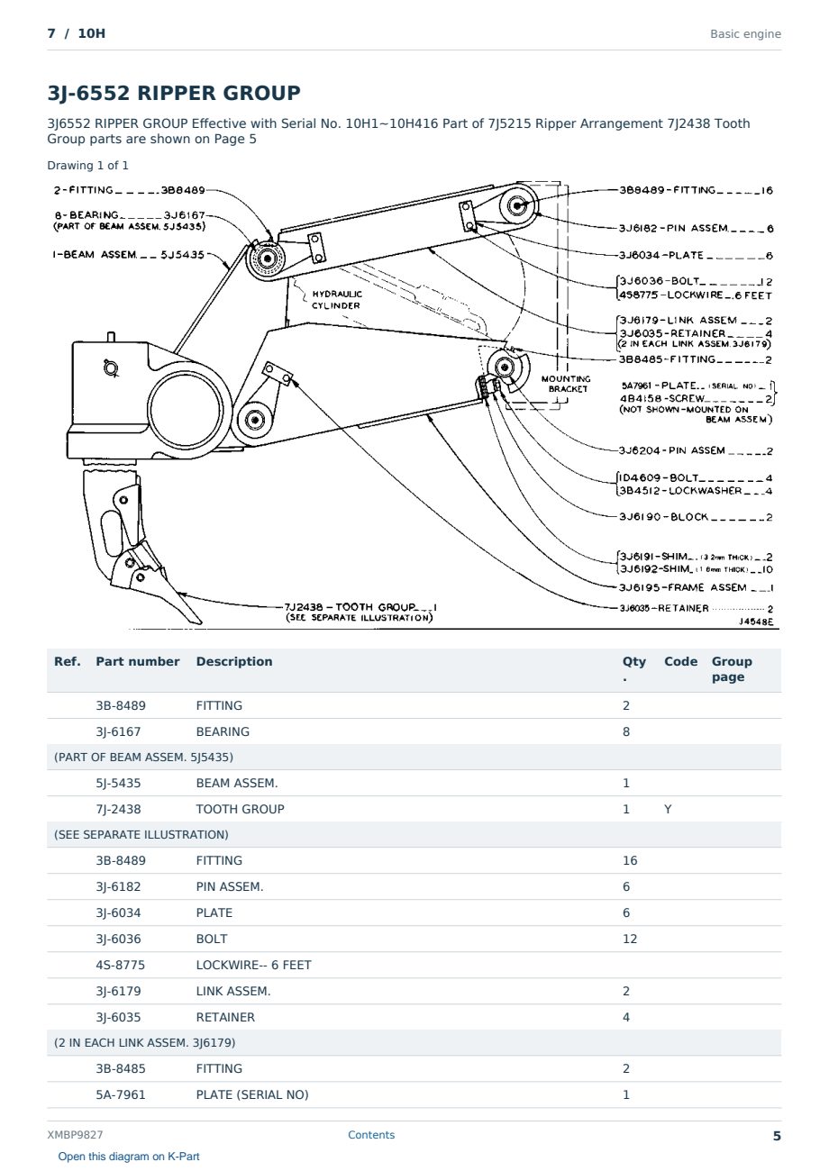 Caterpillar 7 S/N 10H Partsbook XMBP9827 (English) - sample page 5 of 10 Caterpillar 7 S/N 10H Partsbook XMBP9827 (English) - sample page 5 of 10