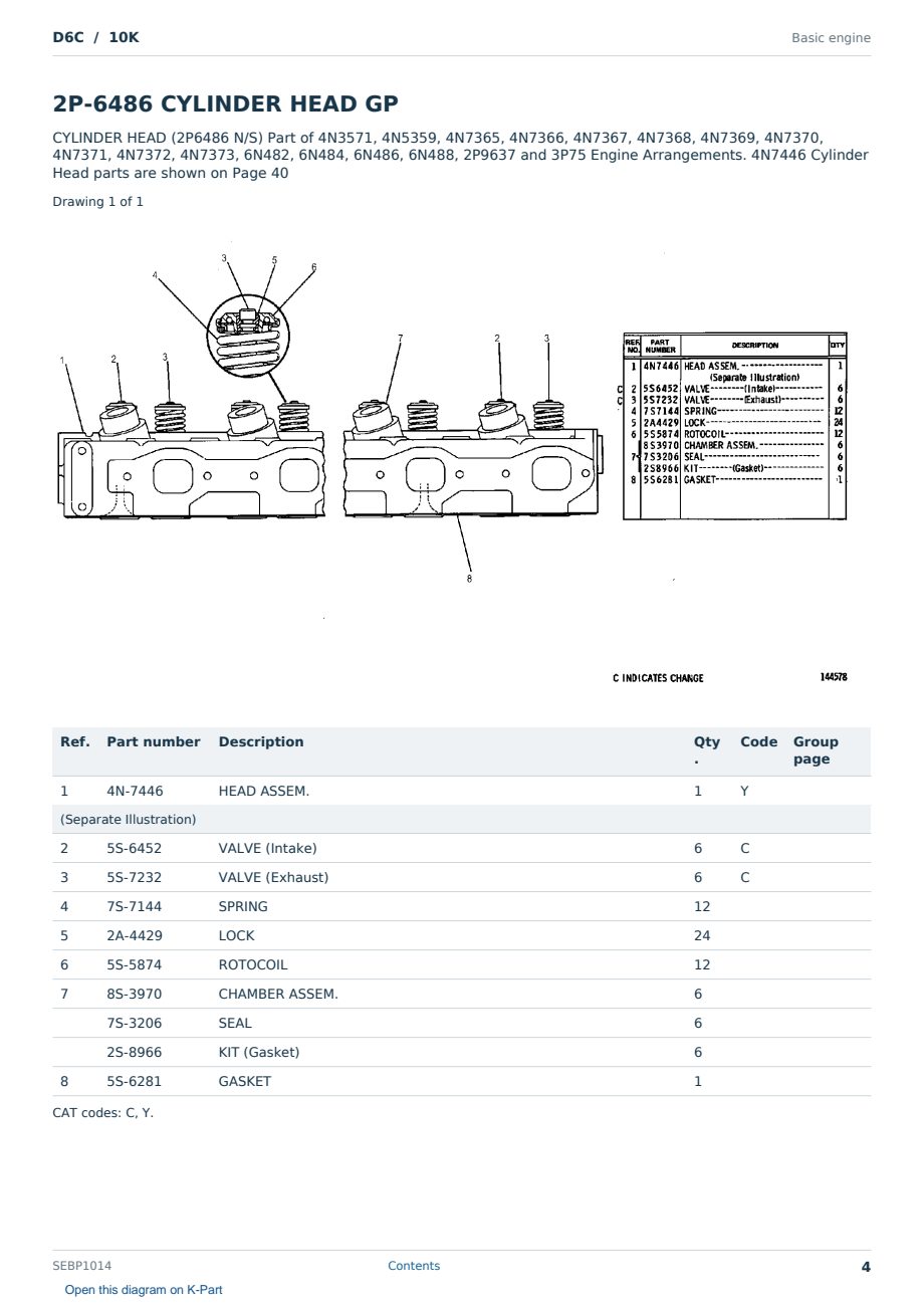 Caterpillar D6C S/N 10K Partsbook SEBP1014 (English) - sample page 4 of 10 Caterpillar D6C S/N 10K Partsbook SEBP1014 (English) - sample page 4 of 10
