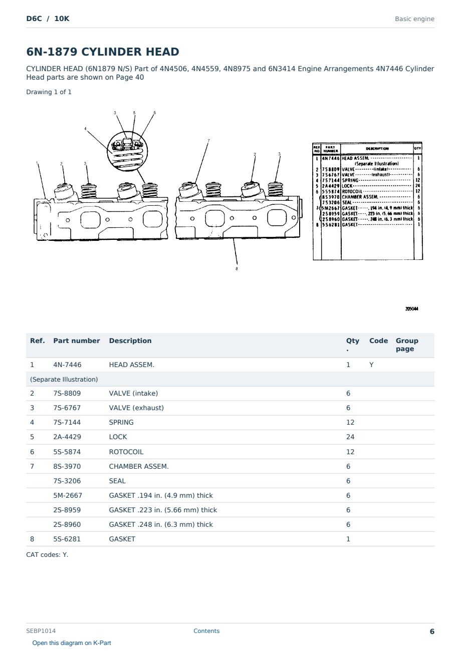 Caterpillar D6C S/N 10K Partsbook SEBP1014 (English) - sample page 6 of 10 Caterpillar D6C S/N 10K Partsbook SEBP1014 (English) - sample page 6 of 10