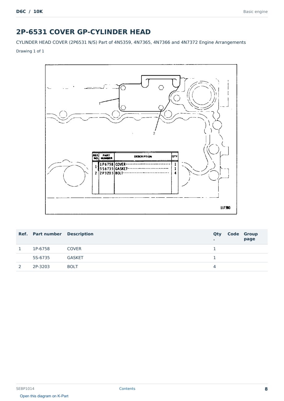 Caterpillar D6C S/N 10K Partsbook SEBP1014 (English) - sample page 8 of 10 Caterpillar D6C S/N 10K Partsbook SEBP1014 (English) - sample page 8 of 10