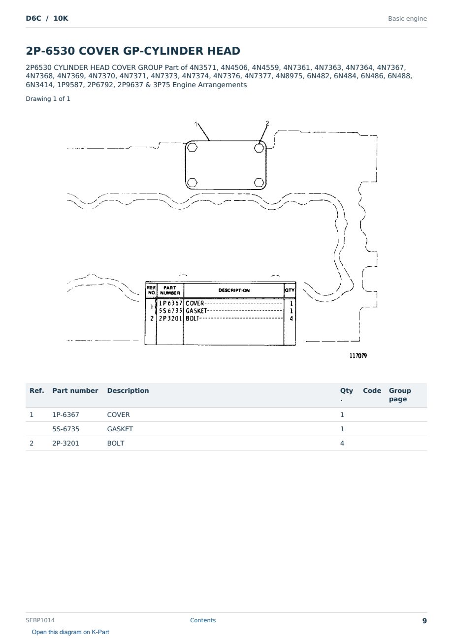 Caterpillar D6C S/N 10K Partsbook SEBP1014 (English) - sample page 9 of 10 Caterpillar D6C S/N 10K Partsbook SEBP1014 (English) - sample page 9 of 10
