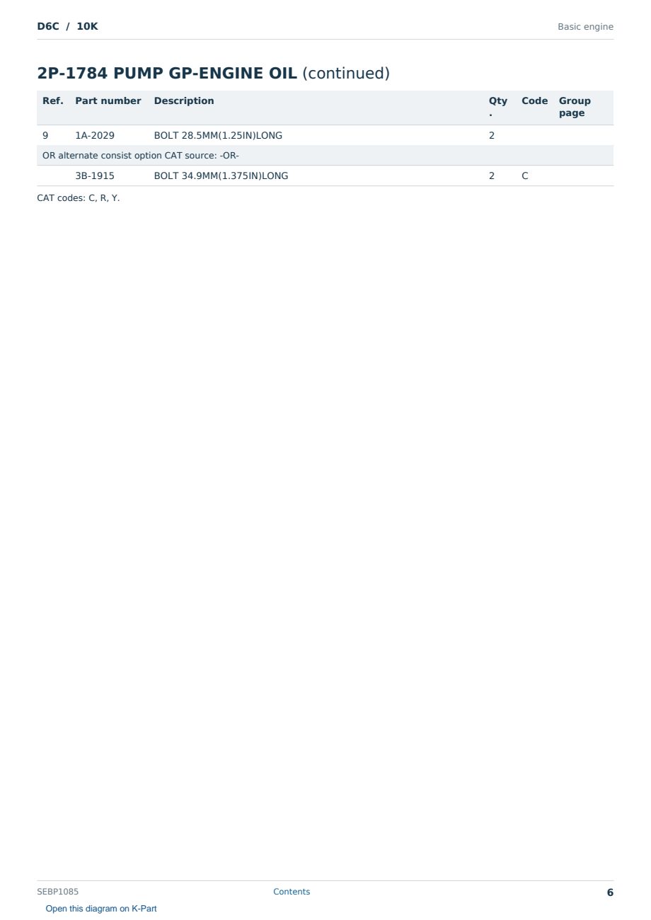Caterpillar D6C S/N 10K Partsbook SEBP1085 (English) - sample page 6 of 10 Caterpillar D6C S/N 10K Partsbook SEBP1085 (English) - sample page 6 of 10