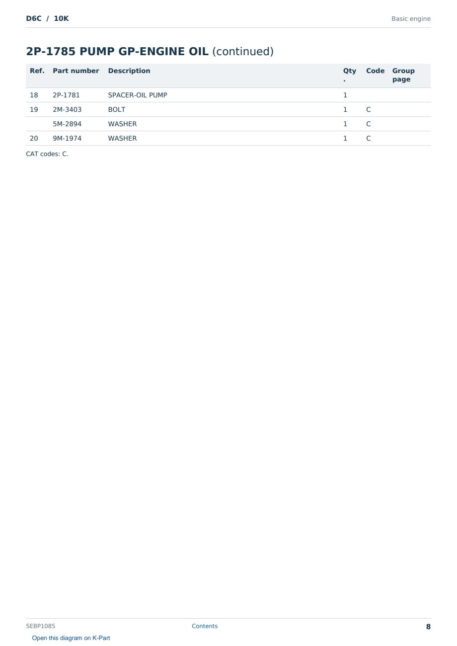 Caterpillar D6C S/N 10K Partsbook SEBP1085 (English) - sample page 8 of 10 Caterpillar D6C S/N 10K Partsbook SEBP1085 (English) - sample page 8 of 10