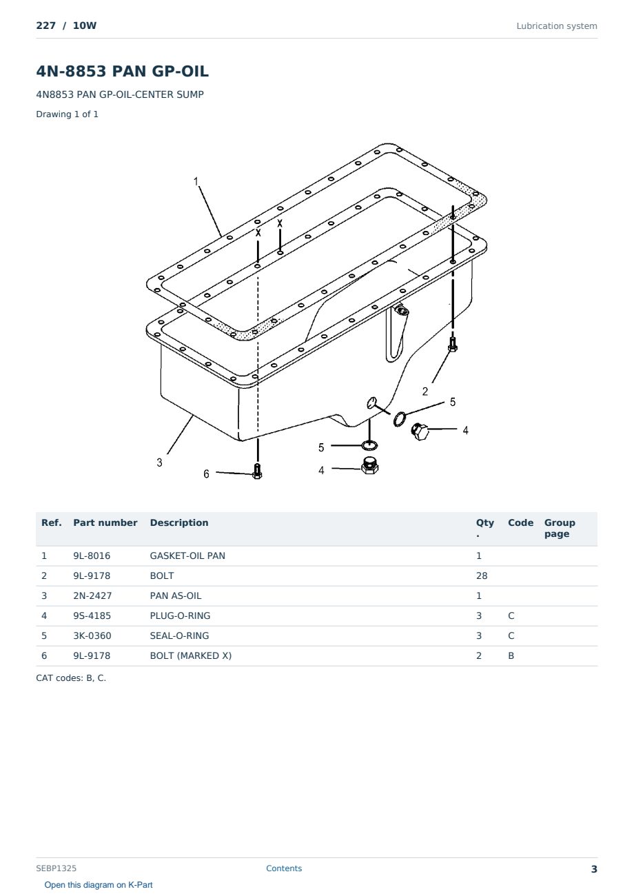 Caterpillar 227 S/N 10W Partsbook SEBP1325 (English) - sample page 3 of 10 Caterpillar 227 S/N 10W Partsbook SEBP1325 (English) - sample page 3 of 10