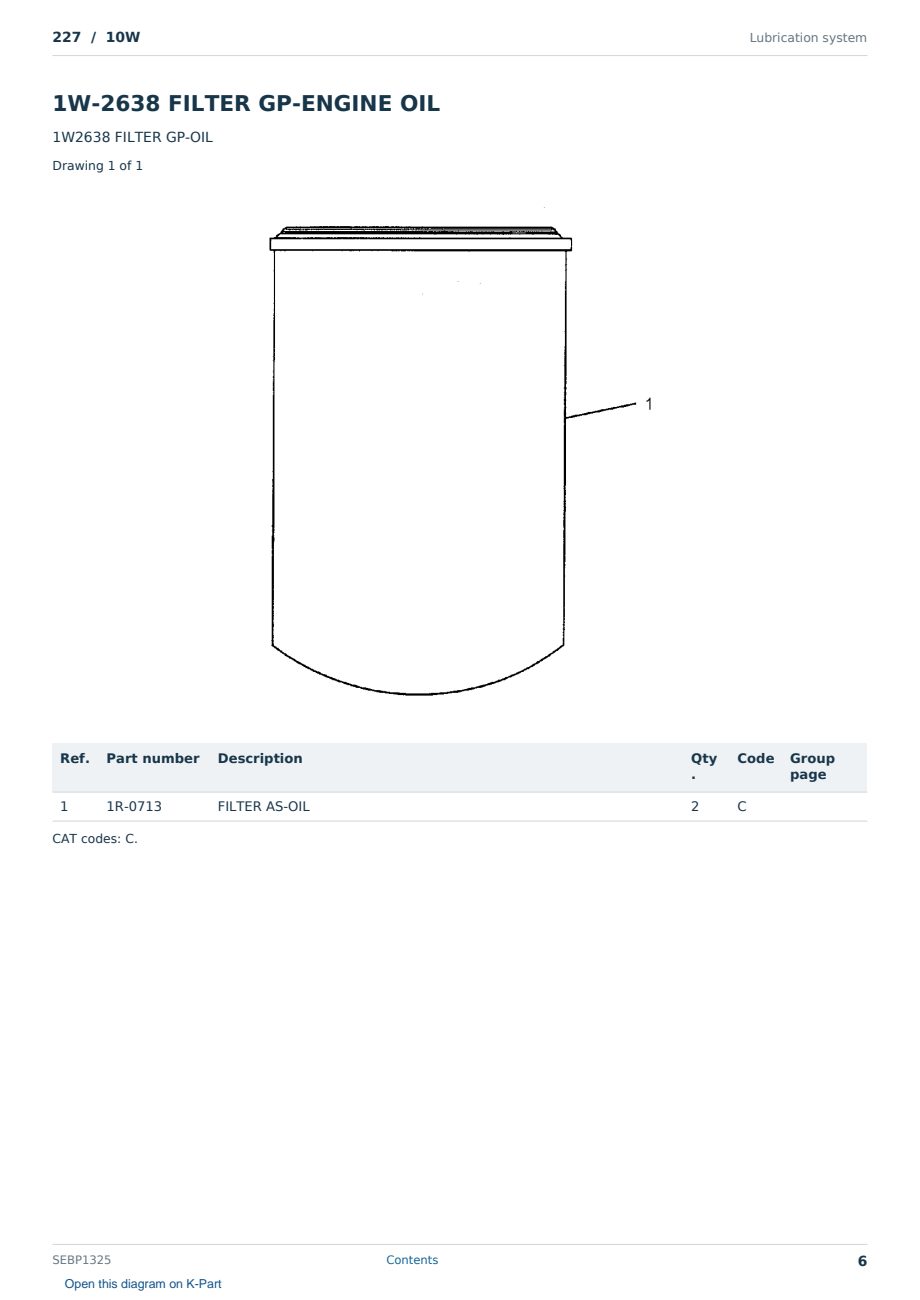 Caterpillar 227 S/N 10W Partsbook SEBP1325 (English) - sample page 6 of 10 Caterpillar 227 S/N 10W Partsbook SEBP1325 (English) - sample page 6 of 10