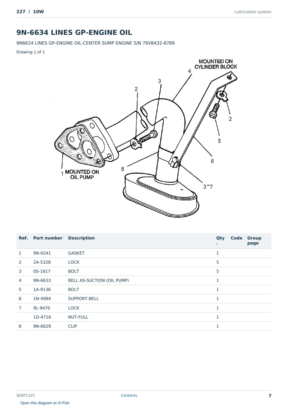 Caterpillar 227 S/N 10W Partsbook SEBP1325 (English) - sample page 7 of 10 Caterpillar 227 S/N 10W Partsbook SEBP1325 (English) - sample page 7 of 10