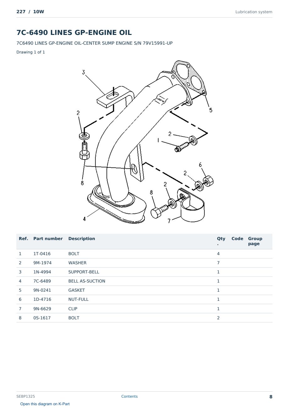 Caterpillar 227 S/N 10W Partsbook SEBP1325 (English) - sample page 8 of 10 Caterpillar 227 S/N 10W Partsbook SEBP1325 (English) - sample page 8 of 10
