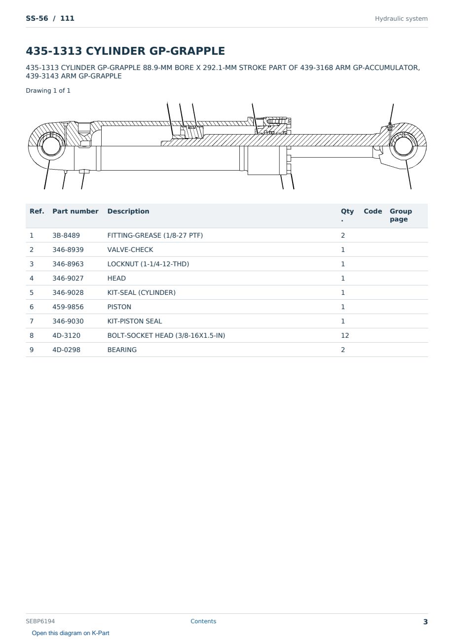 Caterpillar SS-56 S/N 111 Partsbook SEBP6194 (English) - sample page 3 of 10 Caterpillar SS-56 S/N 111 Partsbook SEBP6194 (English) - sample page 3 of 10