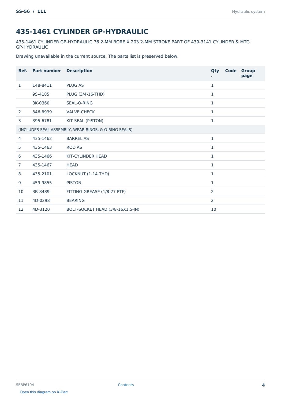 Caterpillar SS-56 S/N 111 Partsbook SEBP6194 (English) - sample page 4 of 10 Caterpillar SS-56 S/N 111 Partsbook SEBP6194 (English) - sample page 4 of 10
