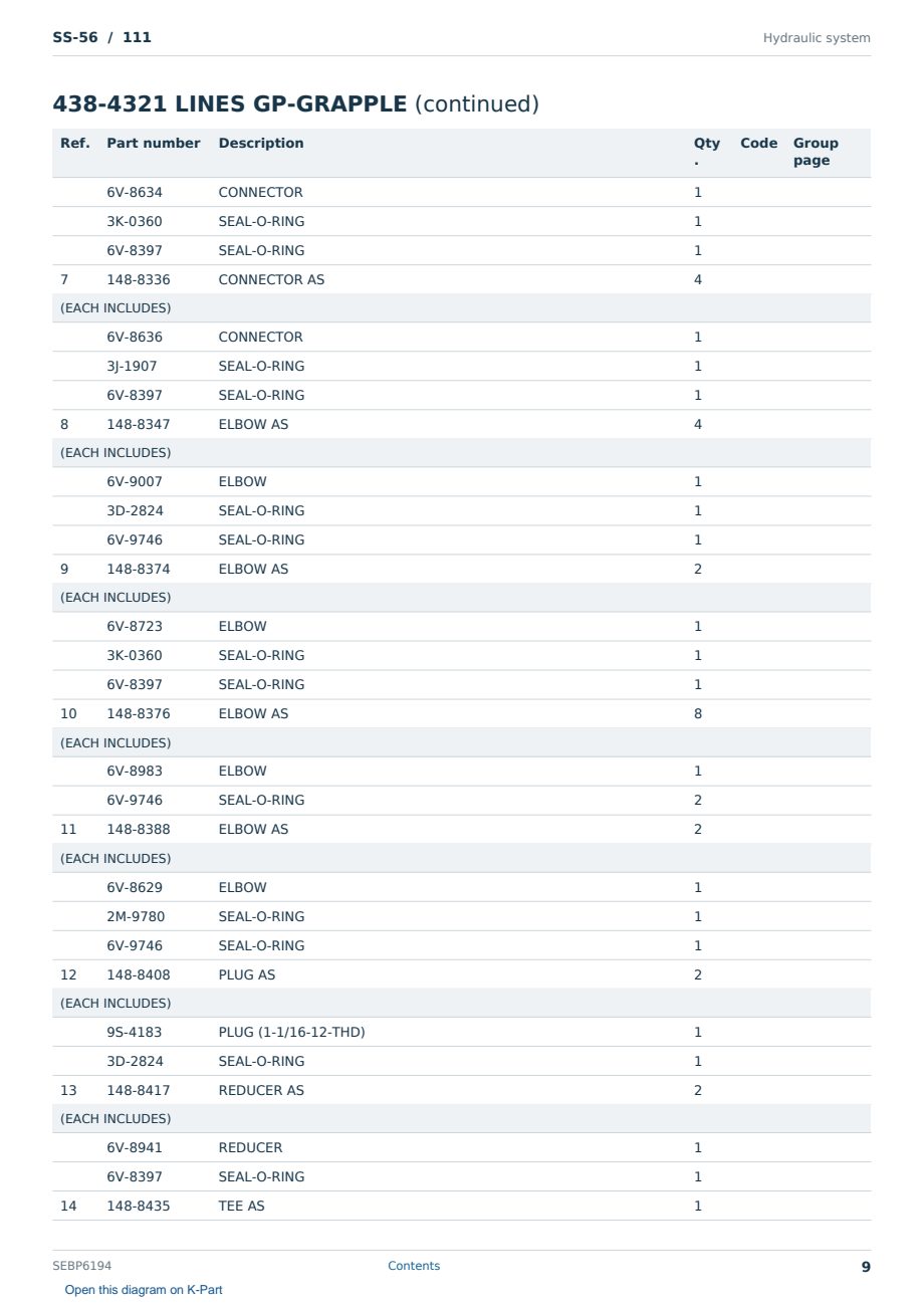 Caterpillar SS-56 S/N 111 Partsbook SEBP6194 (English) - sample page 9 of 10 Caterpillar SS-56 S/N 111 Partsbook SEBP6194 (English) - sample page 9 of 10