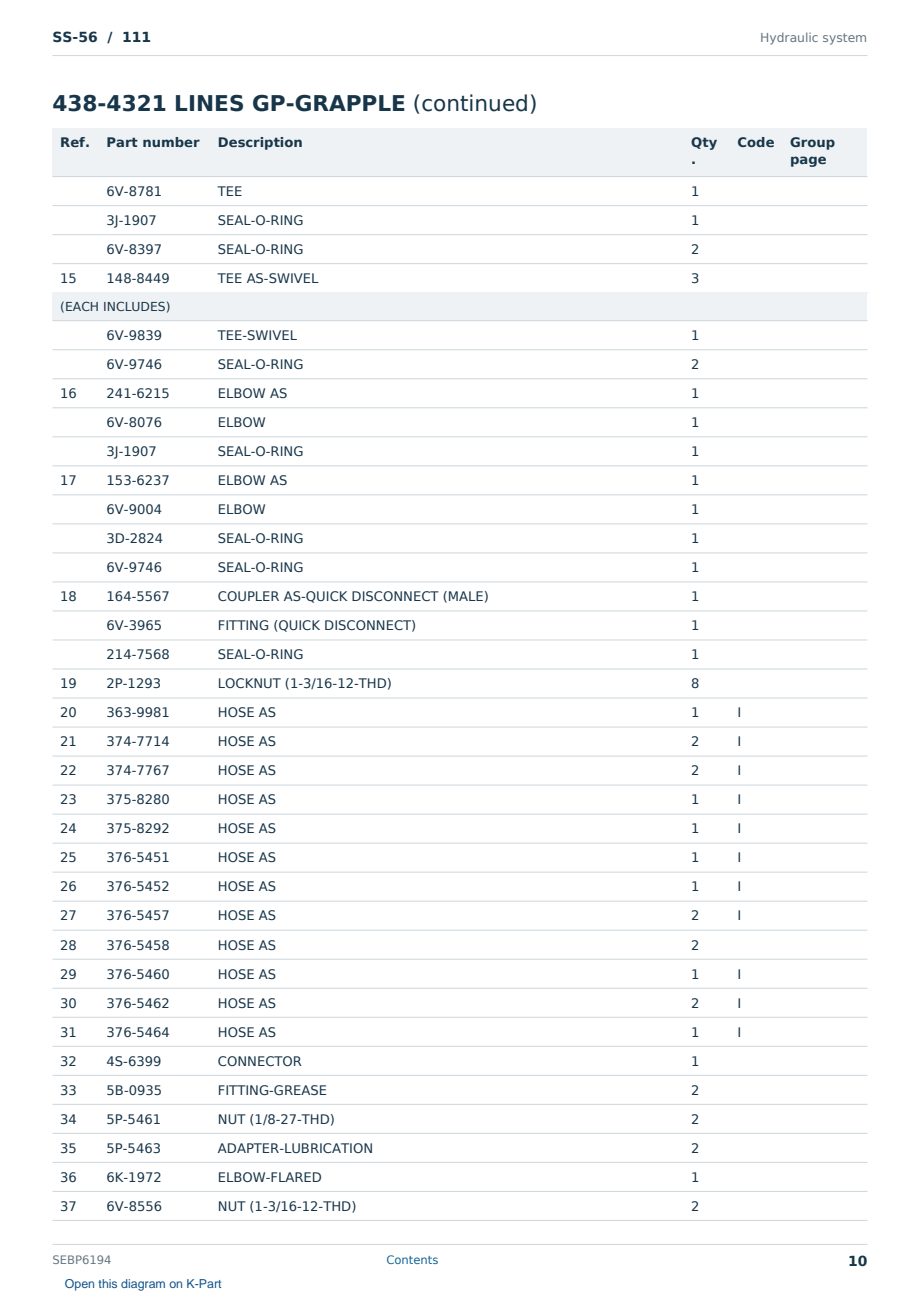 Caterpillar SS-56 S/N 111 Partsbook SEBP6194 (English) - sample page 10 of 10 Caterpillar SS-56 S/N 111 Partsbook SEBP6194 (English) - sample page 10 of 10