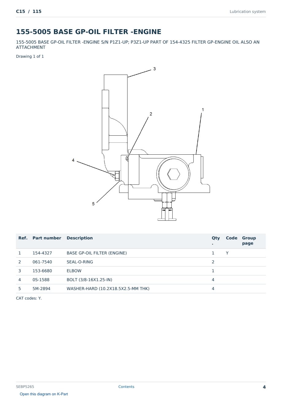 Caterpillar C15 S/N 115 Partsbook SEBP5265 (English) - sample page 4 of 10 Caterpillar C15 S/N 115 Partsbook SEBP5265 (English) - sample page 4 of 10