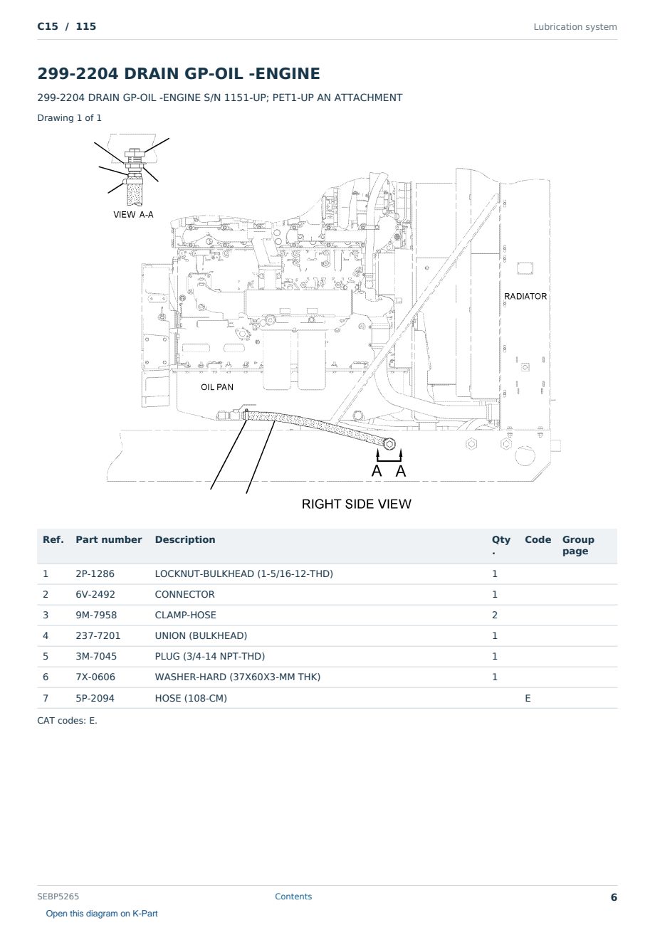Caterpillar C15 S/N 115 Partsbook SEBP5265 (English) - sample page 6 of 10 Caterpillar C15 S/N 115 Partsbook SEBP5265 (English) - sample page 6 of 10