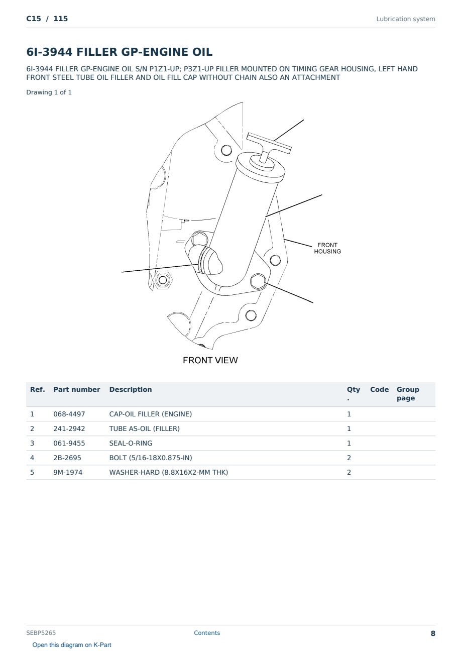 Caterpillar C15 S/N 115 Partsbook SEBP5265 (English) - sample page 8 of 10 Caterpillar C15 S/N 115 Partsbook SEBP5265 (English) - sample page 8 of 10