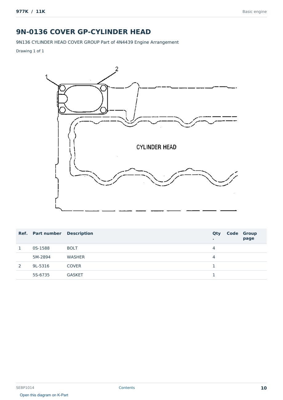 Caterpillar 977K S/N 11K Partsbook SEBP1014 (English) - sample page 10 of 10 Caterpillar 977K S/N 11K Partsbook SEBP1014 (English) - sample page 10 of 10