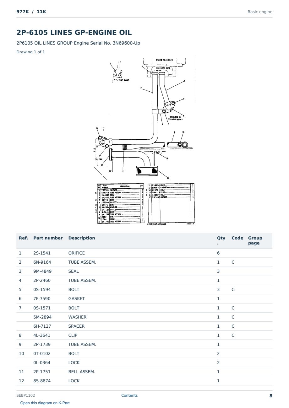 Caterpillar 977K S/N 11K Partsbook SEBP1102 (English) - sample page 8 of 10 Caterpillar 977K S/N 11K Partsbook SEBP1102 (English) - sample page 8 of 10