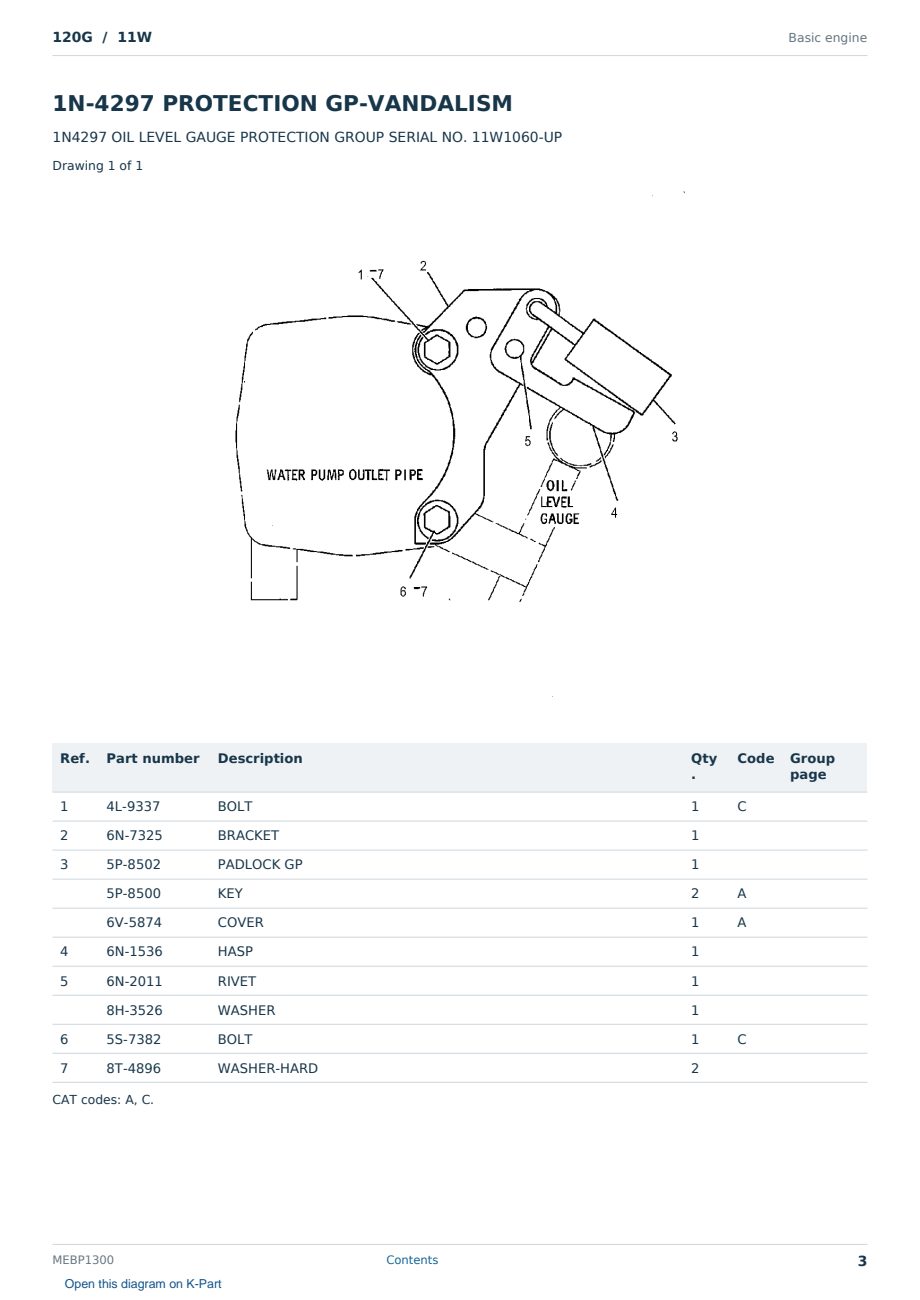 Caterpillar 120G S/N 11W Partsbook MEBP1300 (English) - sample page 3 of 10 Caterpillar 120G S/N 11W Partsbook MEBP1300 (English) - sample page 3 of 10