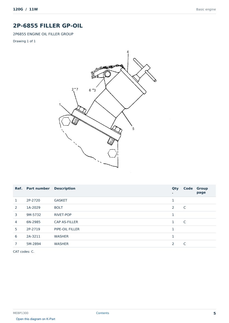 Caterpillar 120G S/N 11W Partsbook MEBP1300 (English) - sample page 5 of 10 Caterpillar 120G S/N 11W Partsbook MEBP1300 (English) - sample page 5 of 10
