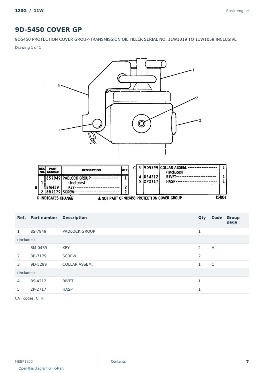 Caterpillar 120G S/N 11W Partsbook MEBP1300 (English) - sample page 7 of 10 Caterpillar 120G S/N 11W Partsbook MEBP1300 (English) - sample page 7 of 10