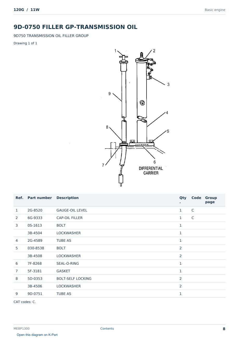 Caterpillar 120G S/N 11W Partsbook MEBP1300 (English) - sample page 8 of 10 Caterpillar 120G S/N 11W Partsbook MEBP1300 (English) - sample page 8 of 10