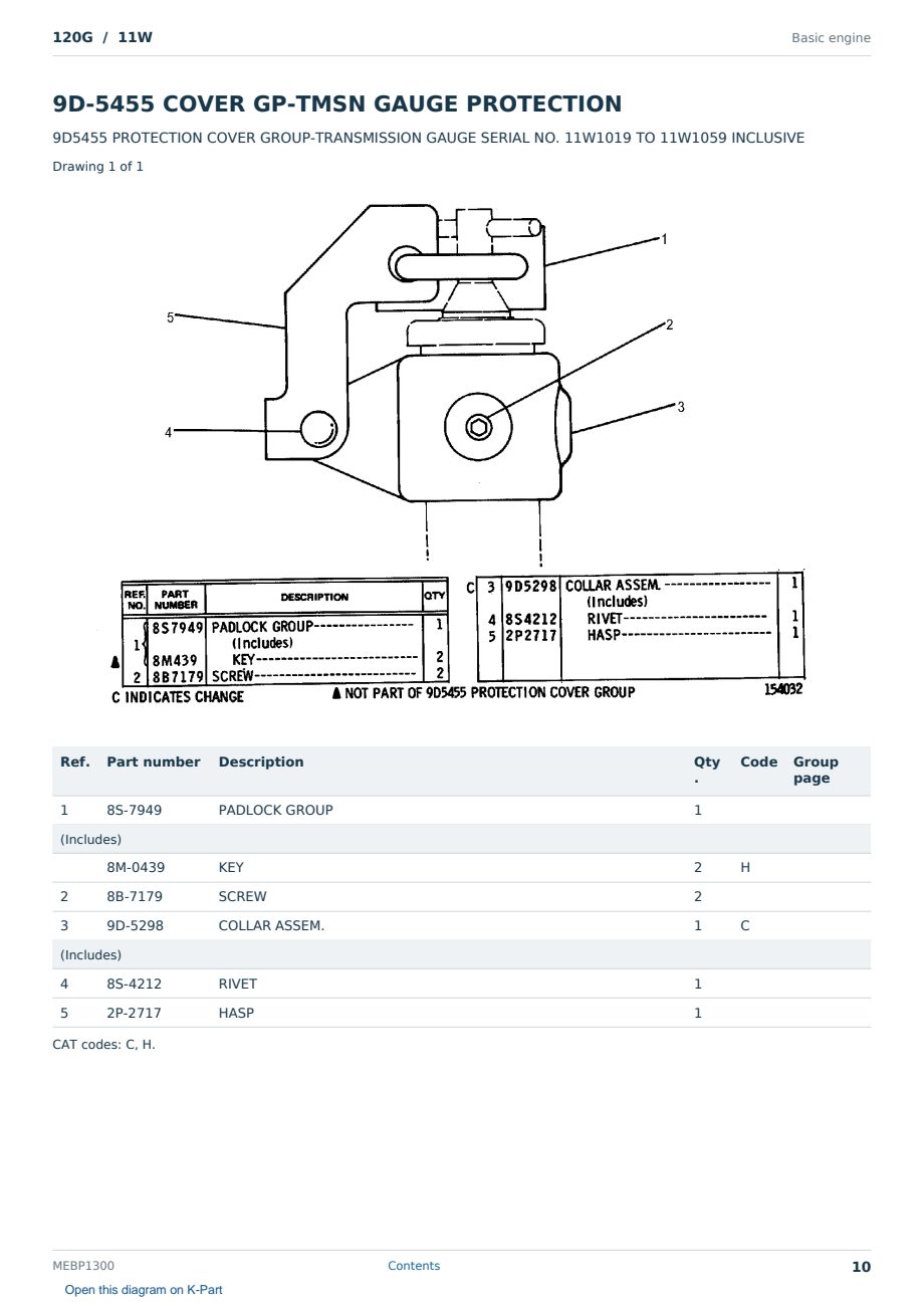 Caterpillar 120G S/N 11W Partsbook MEBP1300 (English) - sample page 10 of 10 Caterpillar 120G S/N 11W Partsbook MEBP1300 (English) - sample page 10 of 10