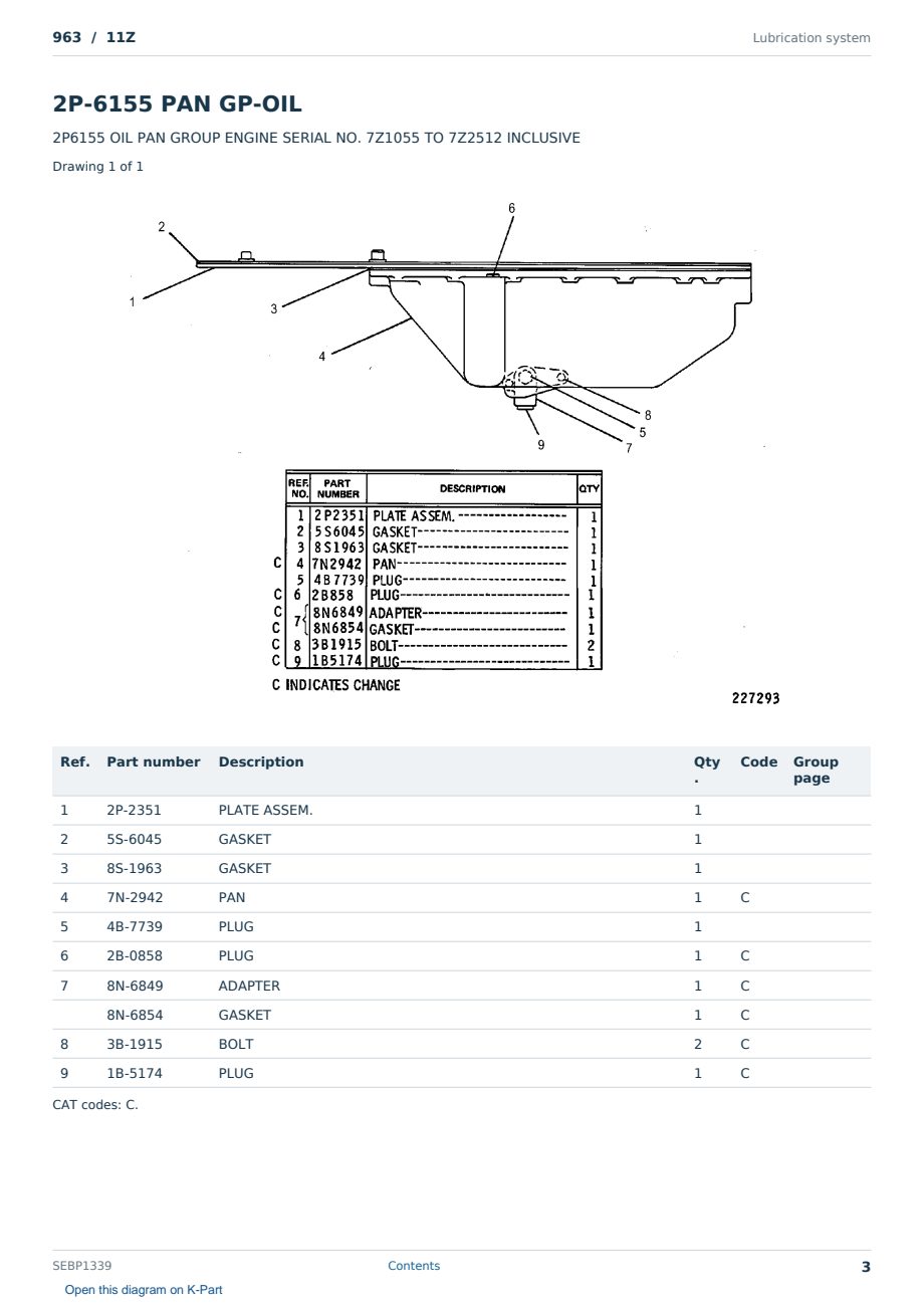 Caterpillar 963 S/N 11Z Partsbook SEBP1339 (English) - sample page 3 of 10 Caterpillar 963 S/N 11Z Partsbook SEBP1339 (English) - sample page 3 of 10
