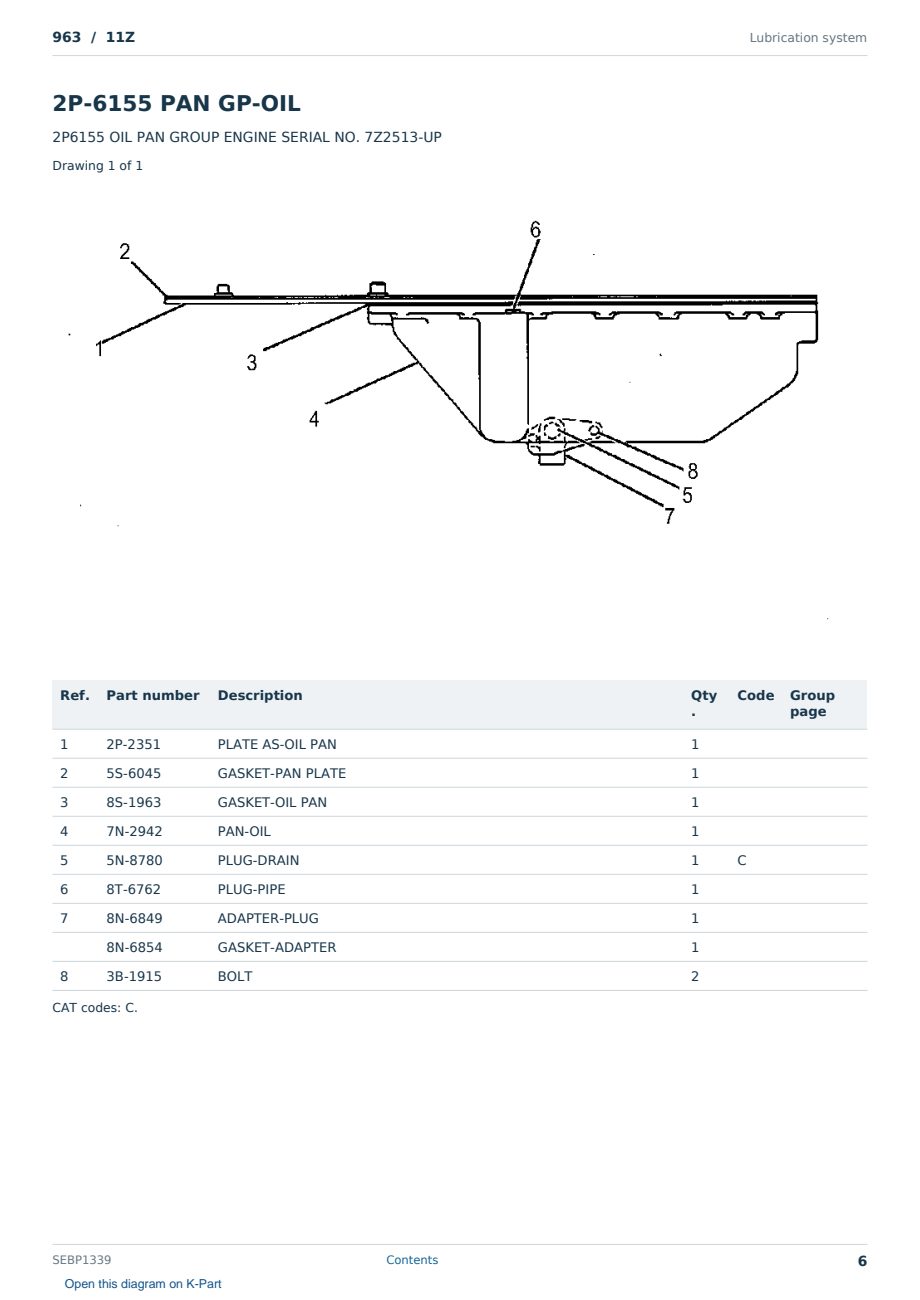 Caterpillar 963 S/N 11Z Partsbook SEBP1339 (English) - sample page 6 of 10 Caterpillar 963 S/N 11Z Partsbook SEBP1339 (English) - sample page 6 of 10