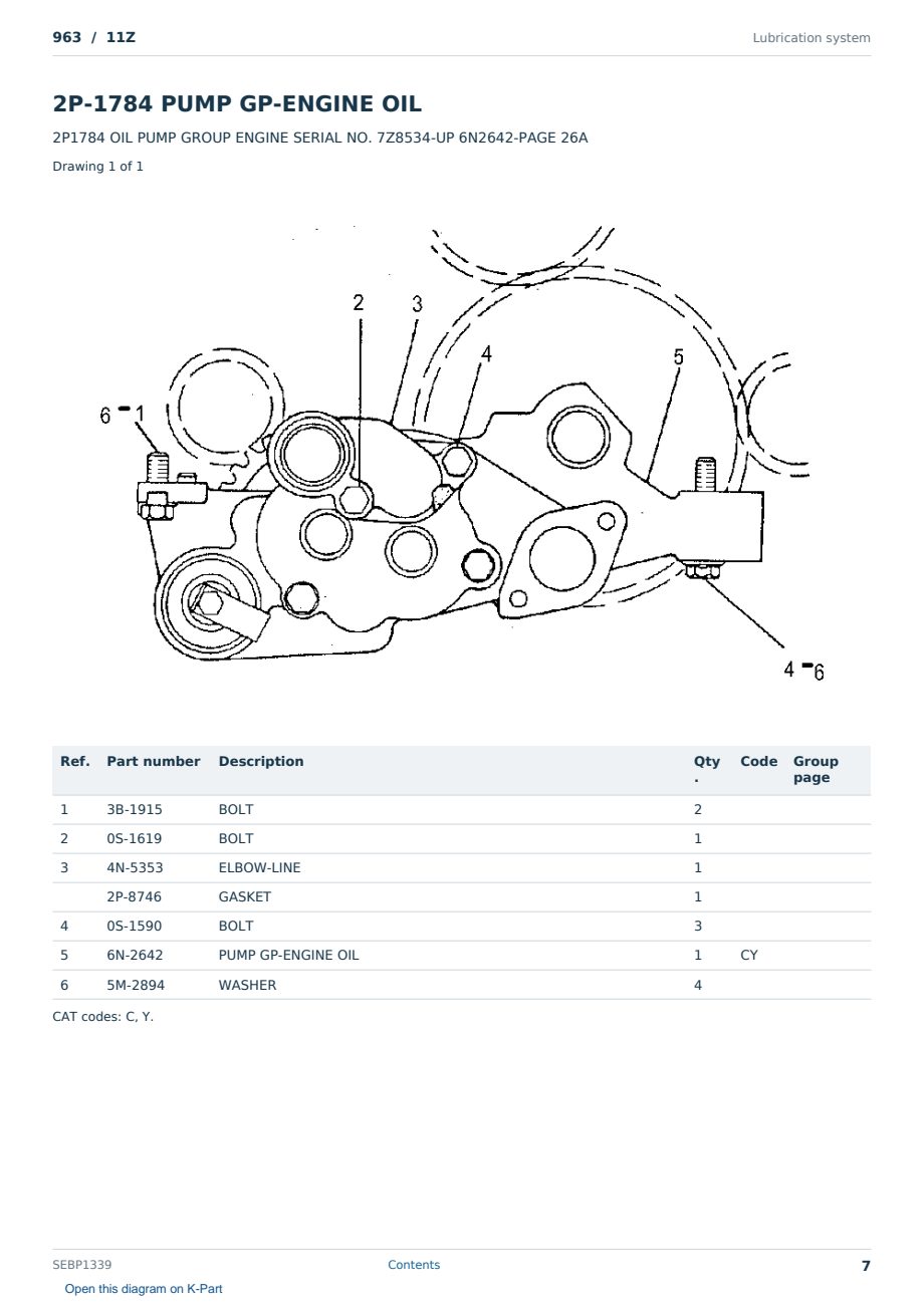 Caterpillar 963 S/N 11Z Partsbook SEBP1339 (English) - sample page 7 of 10 Caterpillar 963 S/N 11Z Partsbook SEBP1339 (English) - sample page 7 of 10