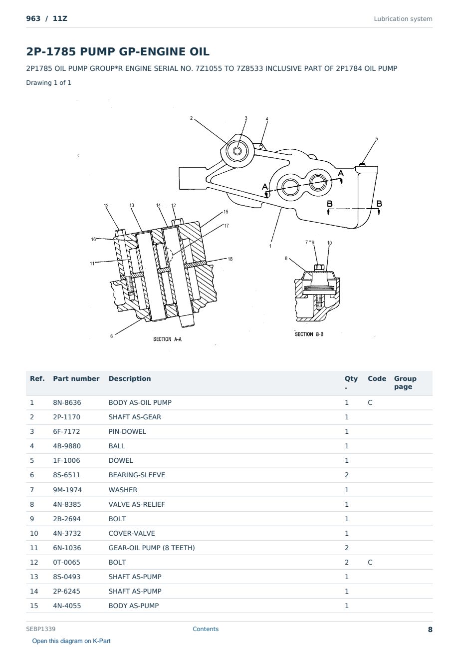 Caterpillar 963 S/N 11Z Partsbook SEBP1339 (English) - sample page 8 of 10 Caterpillar 963 S/N 11Z Partsbook SEBP1339 (English) - sample page 8 of 10
