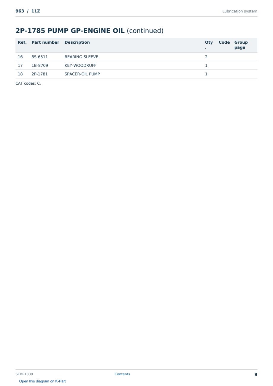 Caterpillar 963 S/N 11Z Partsbook SEBP1339 (English) - sample page 9 of 10 Caterpillar 963 S/N 11Z Partsbook SEBP1339 (English) - sample page 9 of 10