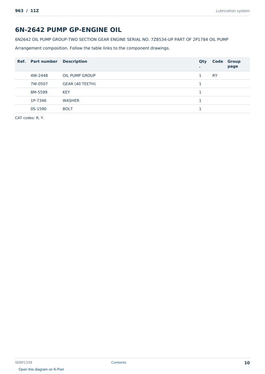 Caterpillar 963 S/N 11Z Partsbook SEBP1339 (English) - sample page 10 of 10 Caterpillar 963 S/N 11Z Partsbook SEBP1339 (English) - sample page 10 of 10