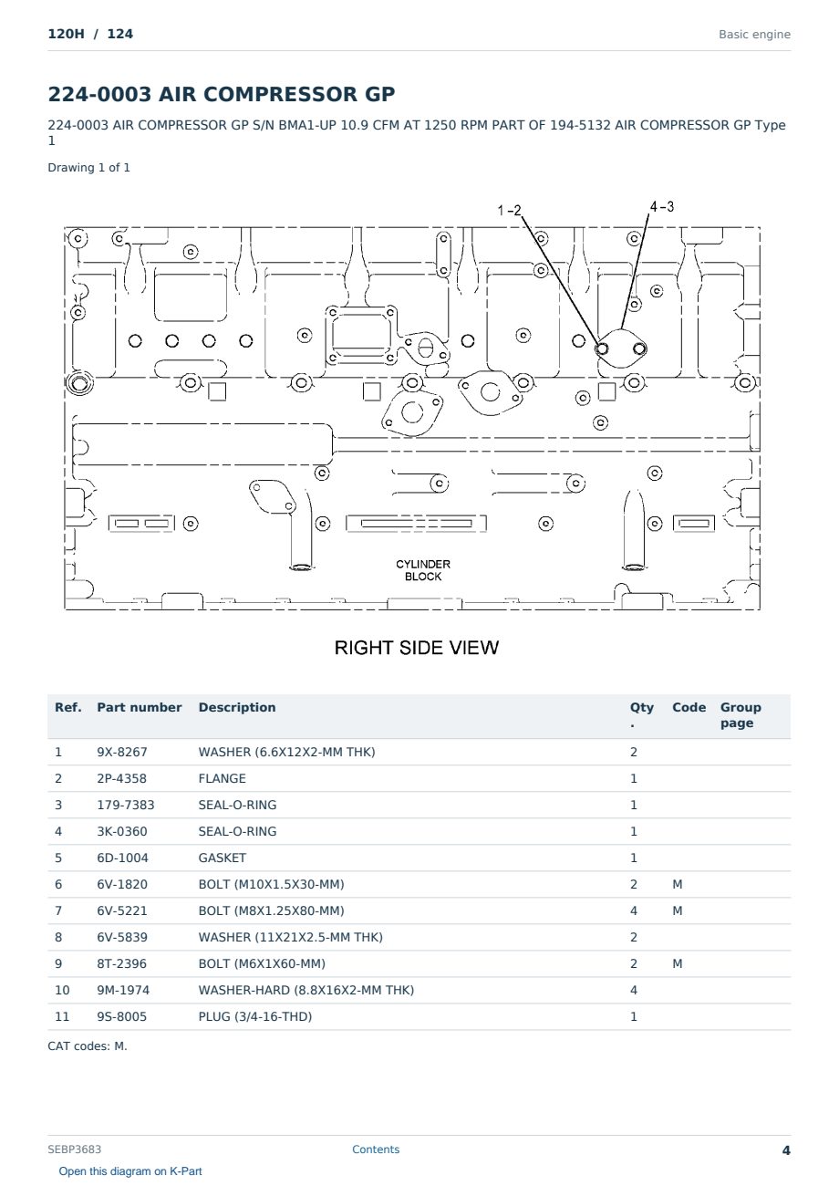 Caterpillar 120H S/N 124 Partsbook SEBP3683 (English) - sample page 4 of 10 Caterpillar 120H S/N 124 Partsbook SEBP3683 (English) - sample page 4 of 10