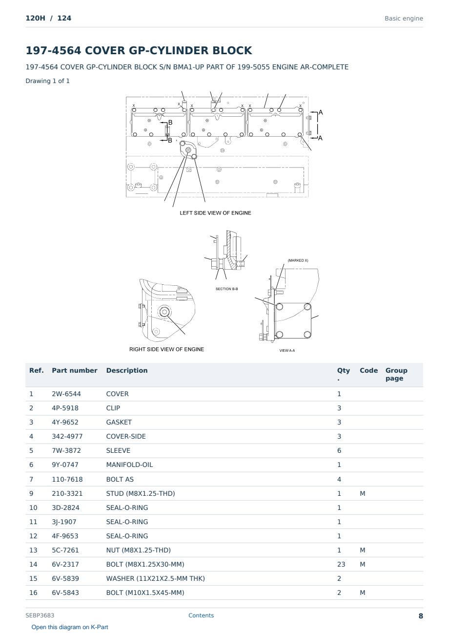 Caterpillar 120H S/N 124 Partsbook SEBP3683 (English) - sample page 8 of 10 Caterpillar 120H S/N 124 Partsbook SEBP3683 (English) - sample page 8 of 10