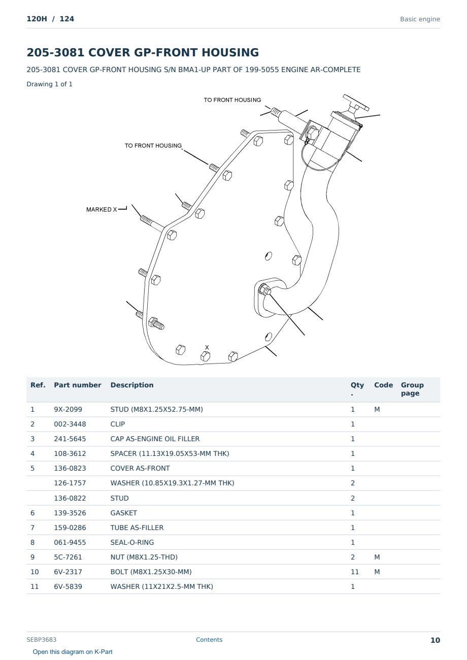 Caterpillar 120H S/N 124 Partsbook SEBP3683 (English) - sample page 10 of 10 Caterpillar 120H S/N 124 Partsbook SEBP3683 (English) - sample page 10 of 10