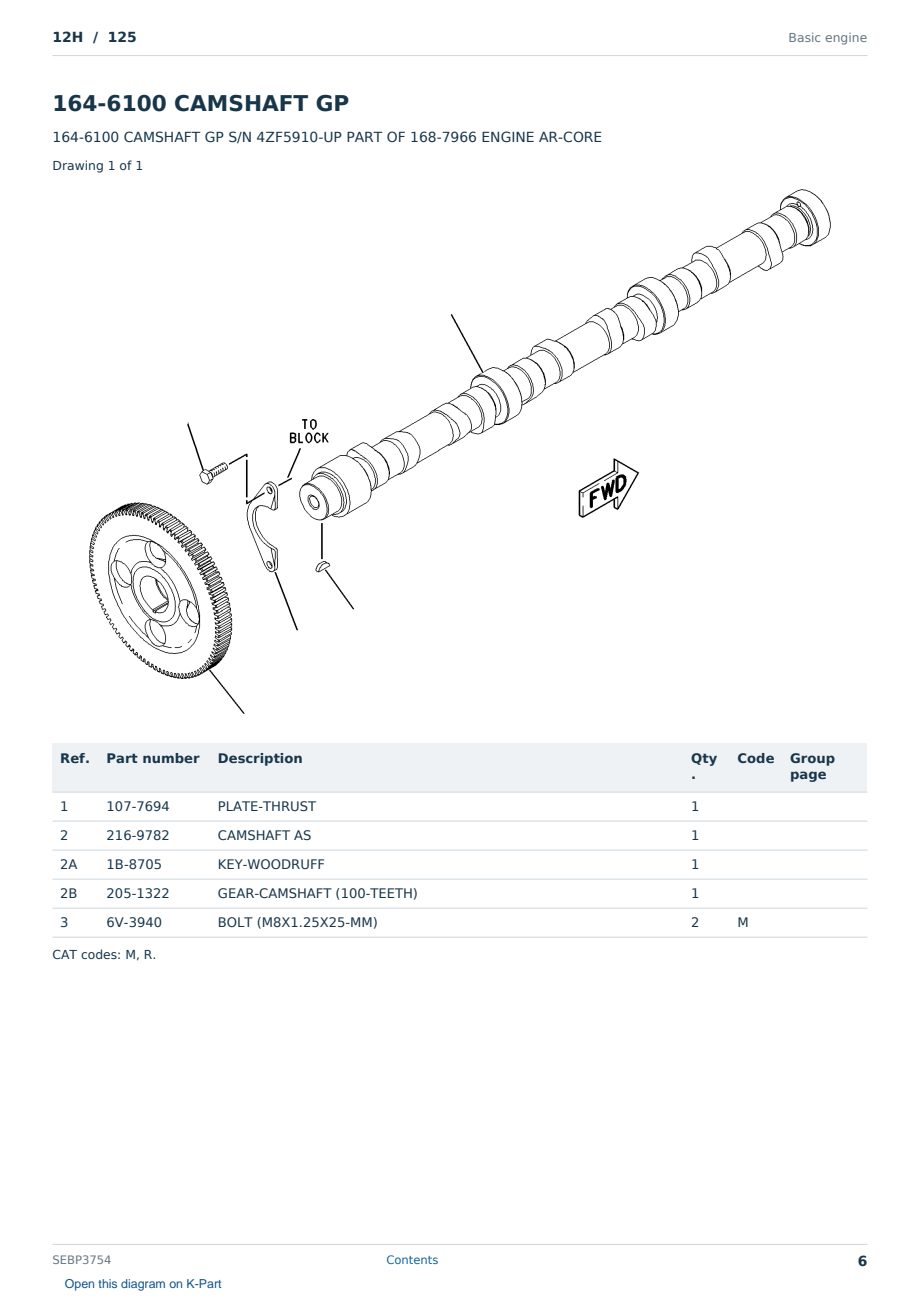 Caterpillar 12H S/N 125 Partsbook SEBP3754 (English) - sample page 6 of 10 Caterpillar 12H S/N 125 Partsbook SEBP3754 (English) - sample page 6 of 10