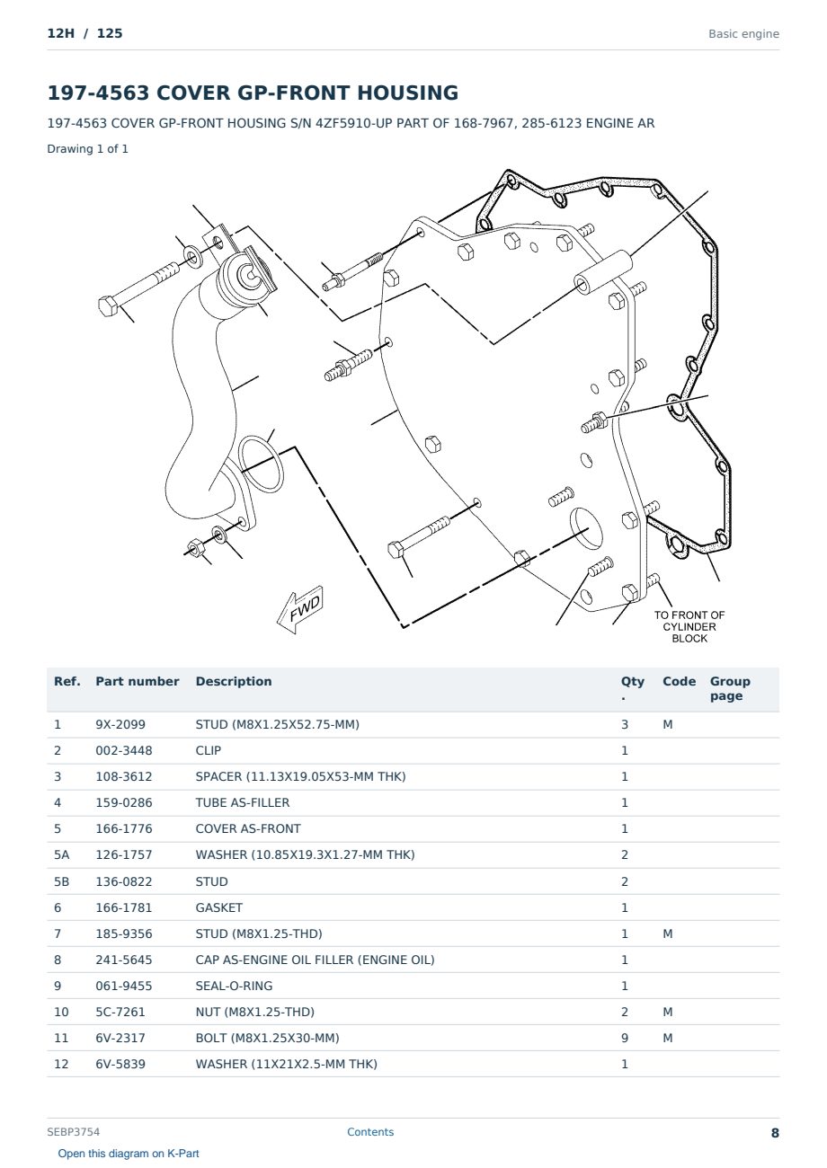 Caterpillar 12H S/N 125 Partsbook SEBP3754 (English) - sample page 8 of 10 Caterpillar 12H S/N 125 Partsbook SEBP3754 (English) - sample page 8 of 10