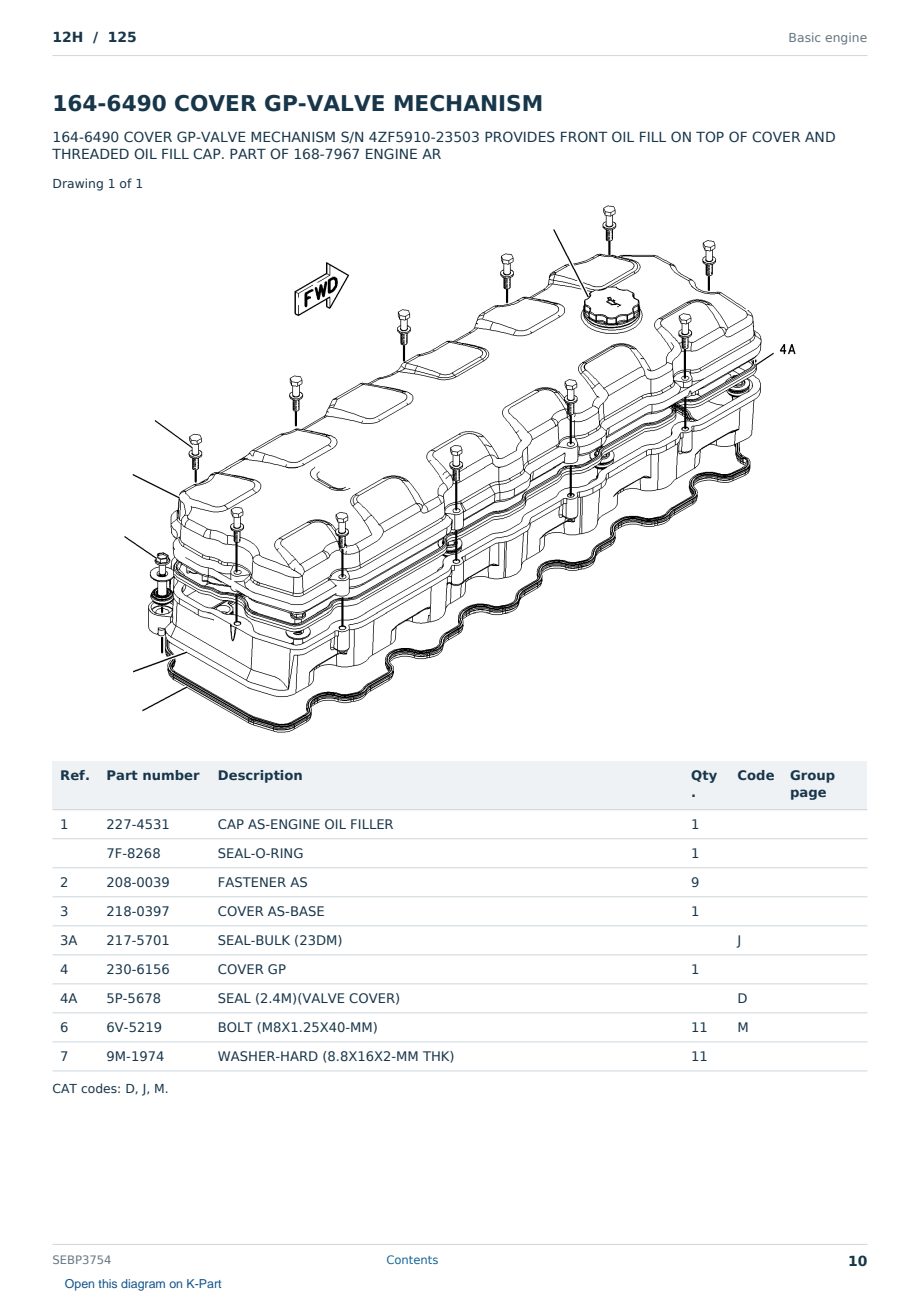 Caterpillar 12H S/N 125 Partsbook SEBP3754 (English) - sample page 10 of 10 Caterpillar 12H S/N 125 Partsbook SEBP3754 (English) - sample page 10 of 10