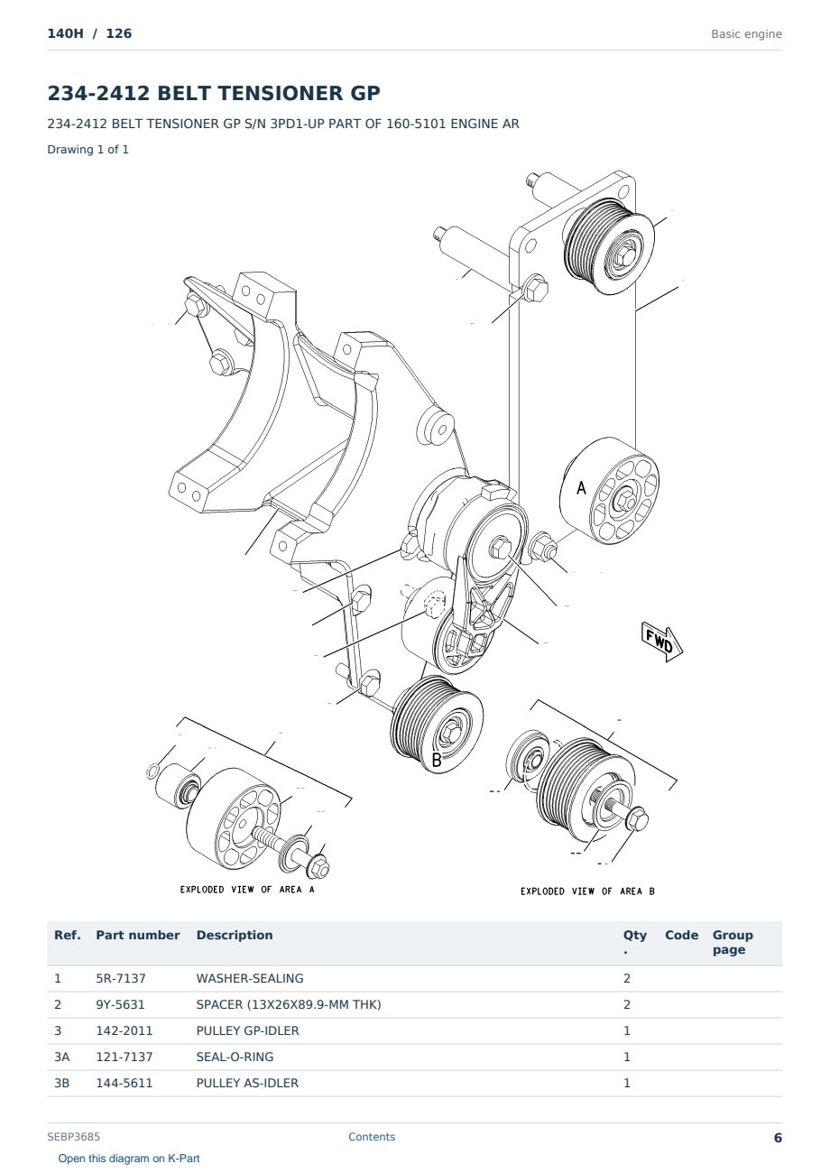 Caterpillar 140H S/N 126 Partsbook SEBP3685 (English) - sample page 6 of 10 Caterpillar 140H S/N 126 Partsbook SEBP3685 (English) - sample page 6 of 10