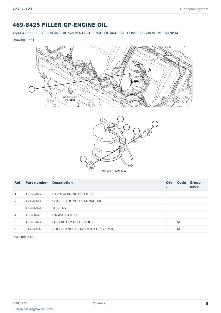 Caterpillar C27 S/N 127 Partsbook SEBP6173 (English) - sample page 5 of 10 Caterpillar C27 S/N 127 Partsbook SEBP6173 (English) - sample page 5 of 10