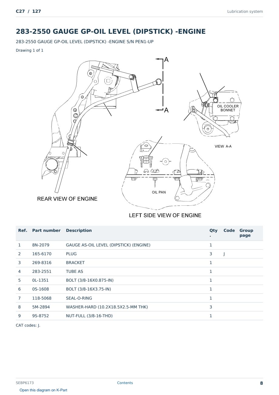 Caterpillar C27 S/N 127 Partsbook SEBP6173 (English) - sample page 8 of 10 Caterpillar C27 S/N 127 Partsbook SEBP6173 (English) - sample page 8 of 10