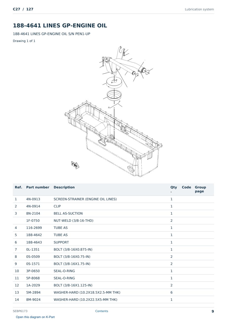 Caterpillar C27 S/N 127 Partsbook SEBP6173 (English) - sample page 9 of 10 Caterpillar C27 S/N 127 Partsbook SEBP6173 (English) - sample page 9 of 10