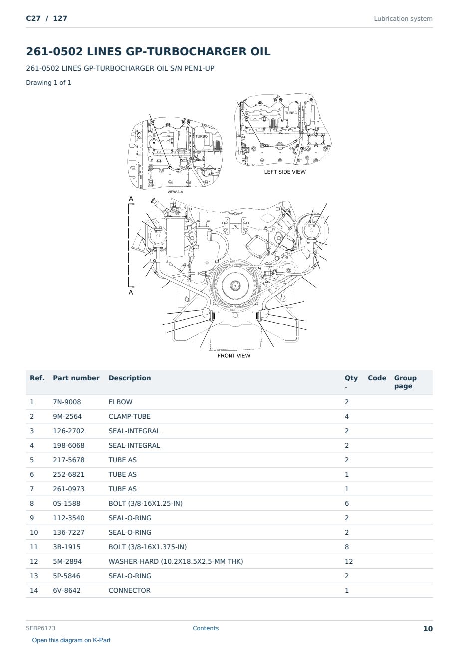 Caterpillar C27 S/N 127 Partsbook SEBP6173 (English) - sample page 10 of 10 Caterpillar C27 S/N 127 Partsbook SEBP6173 (English) - sample page 10 of 10