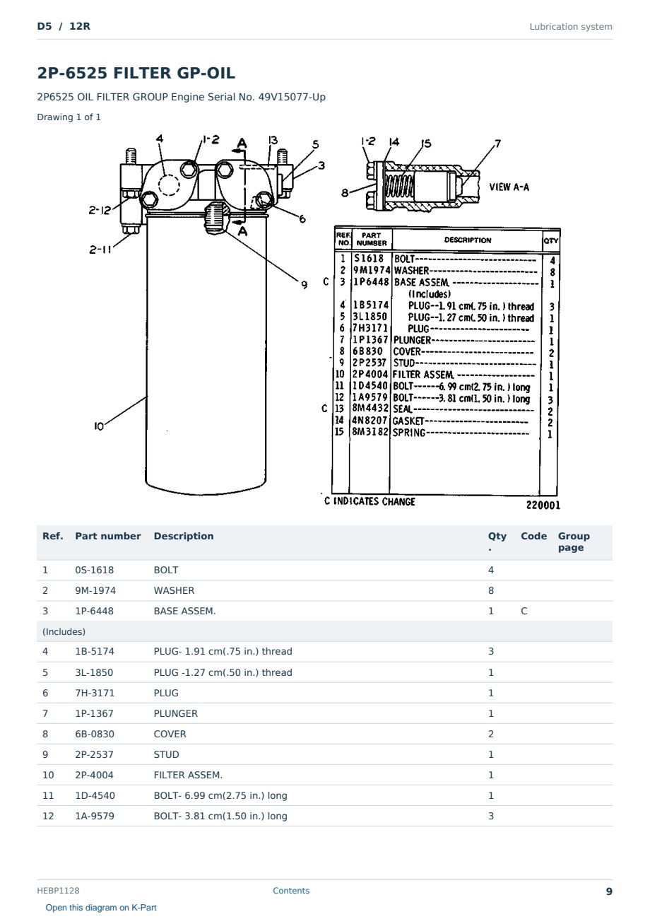 Caterpillar D5 S/N 12R Partsbook HEBP1128 (English) - sample page 9 of 10 Caterpillar D5 S/N 12R Partsbook HEBP1128 (English) - sample page 9 of 10