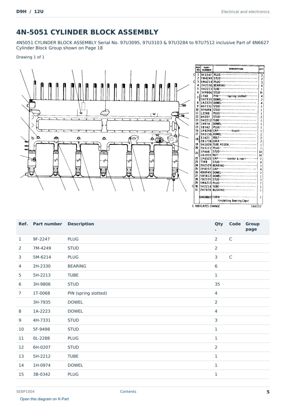 Caterpillar D9H S/N 12U Partsbook SEBP1004 (English) - sample page 5 of 10 Caterpillar D9H S/N 12U Partsbook SEBP1004 (English) - sample page 5 of 10