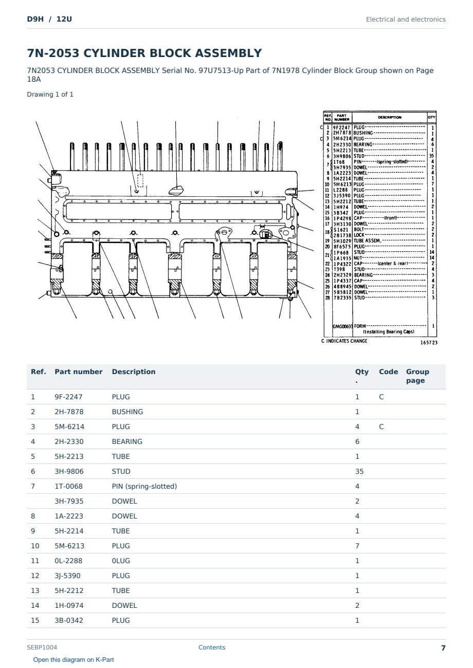 Caterpillar D9H S/N 12U Partsbook SEBP1004 (English) - sample page 7 of 10 Caterpillar D9H S/N 12U Partsbook SEBP1004 (English) - sample page 7 of 10