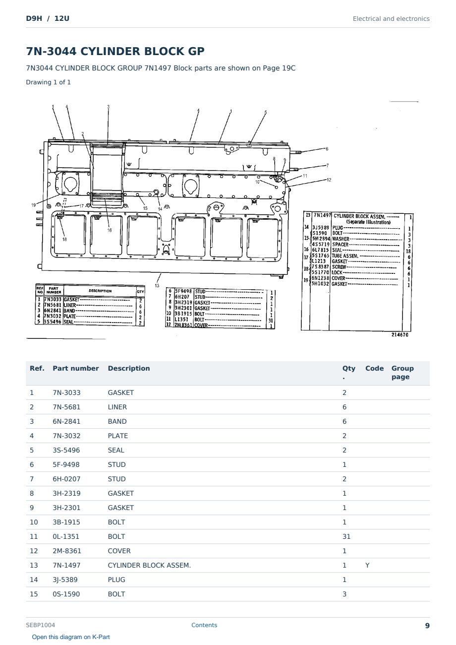 Caterpillar D9H S/N 12U Partsbook SEBP1004 (English) - sample page 9 of 10 Caterpillar D9H S/N 12U Partsbook SEBP1004 (English) - sample page 9 of 10