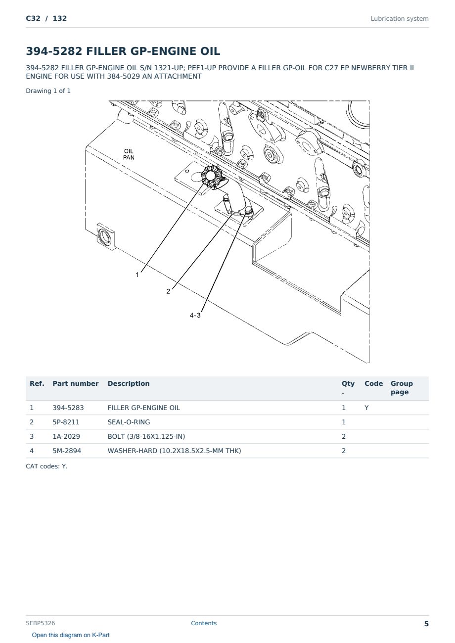 Caterpillar C32 S/N 132 Partsbook SEBP5326 (English) - sample page 5 of 10 Caterpillar C32 S/N 132 Partsbook SEBP5326 (English) - sample page 5 of 10