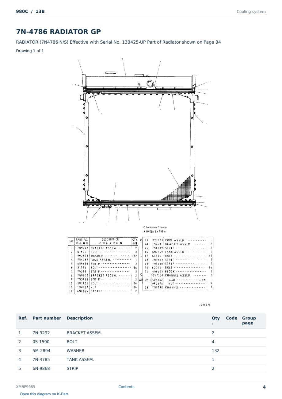 Caterpillar 980C S/N 13B Partsbook XMBP9685 (English) - sample page 4 of 10 Caterpillar 980C S/N 13B Partsbook XMBP9685 (English) - sample page 4 of 10